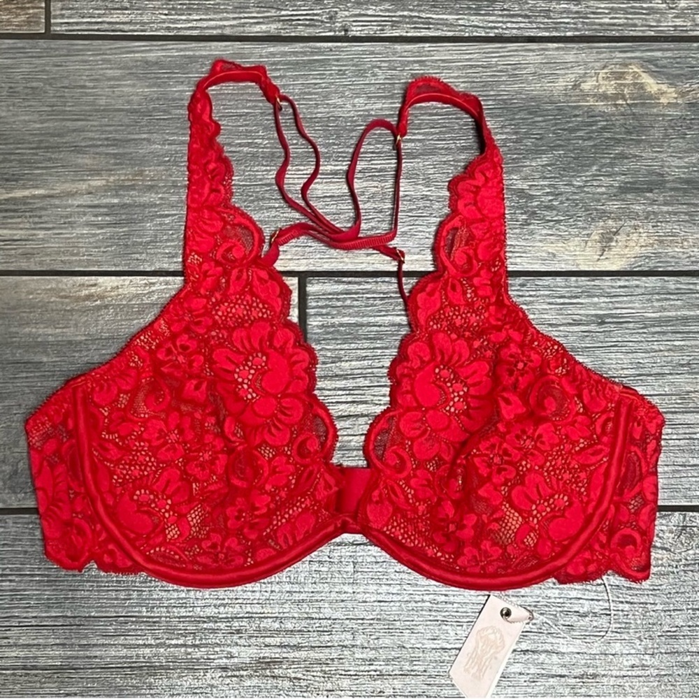 HAH by Free People Siren Red Lacey 2 Timer Bra Size 28-36 D Adjustable Straps - Picture 11 of 13